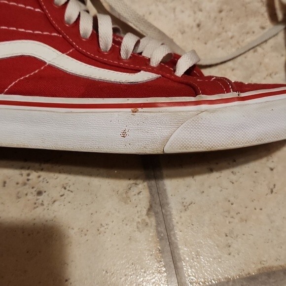 Vans Old Skool Hi Top Red Skater Shoes  Size Men's 6.5 Women's 8 - Picture 8 of 11